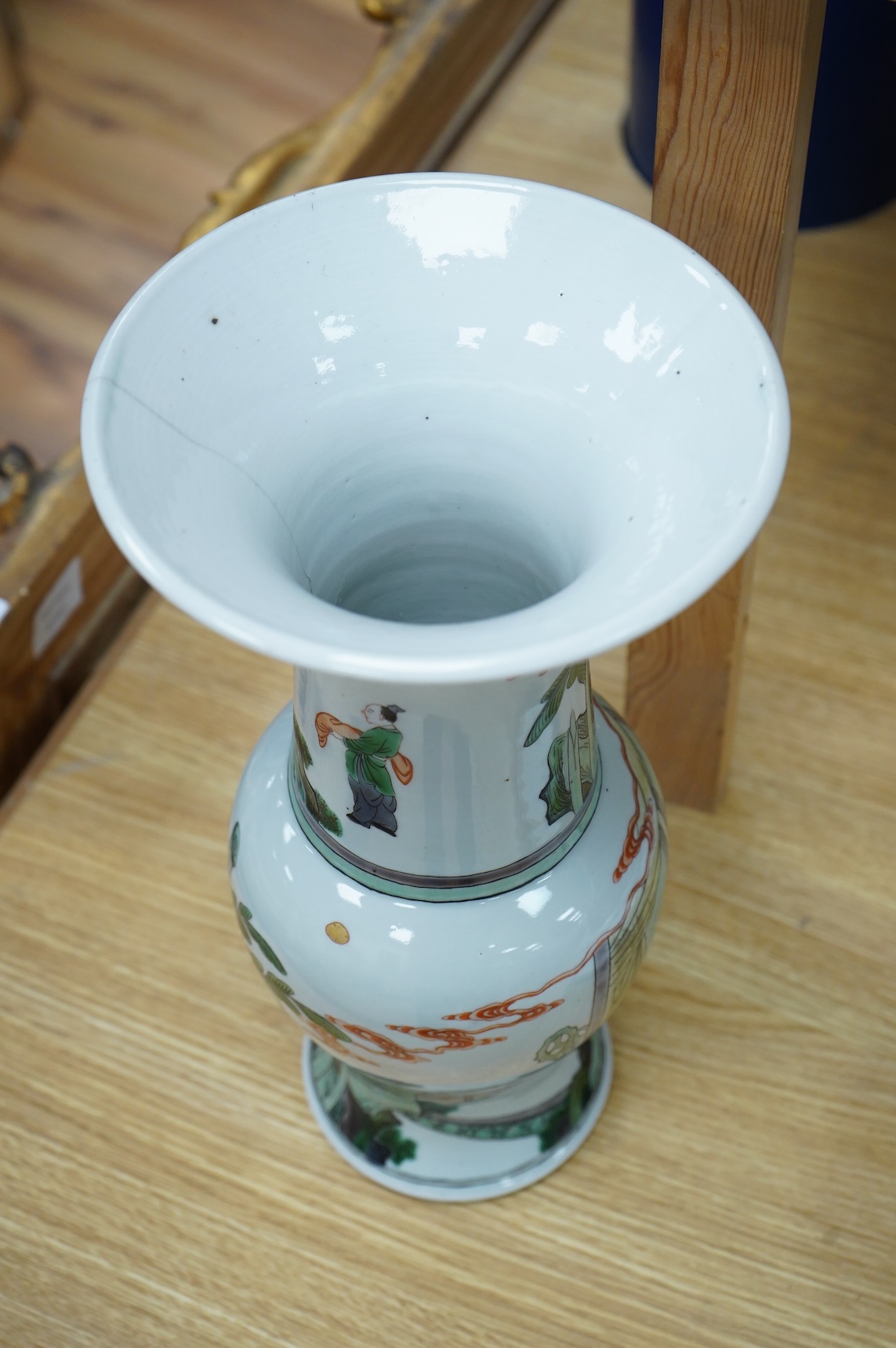 A Chinese famille verte yen-yen vase, 37cm high